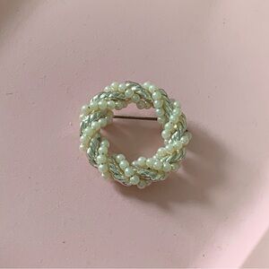 Vintage Twisted Beaded Wreath Brooch